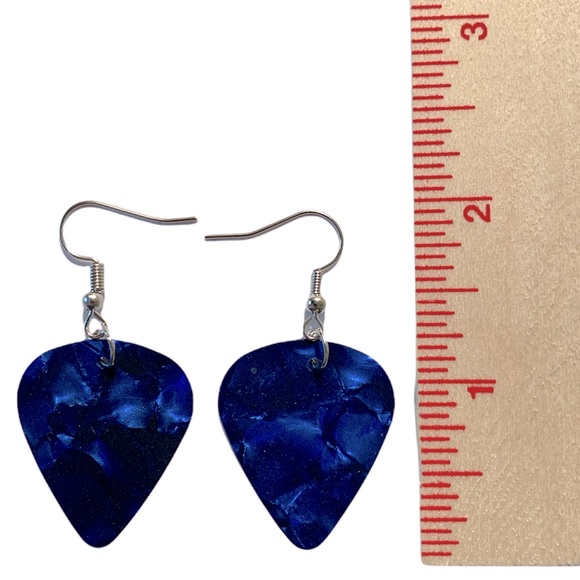 Guitar Pick Custom Earrings with Music Charm - Picture 2 of 3